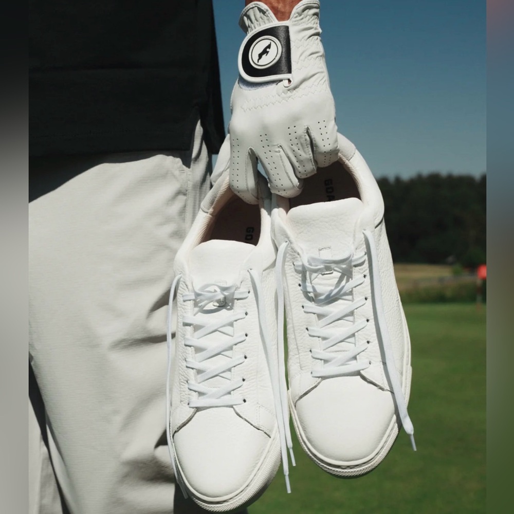 Goat Lane White Leather Men's Golf Shoes - Picture 3 of 8